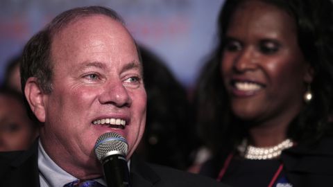 Detroit Mayor-elect Mike Duggan celebrates his mayoral victory Tuesday night.