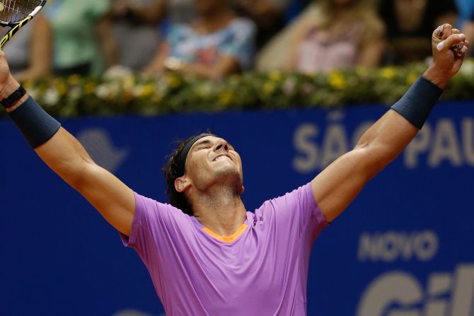 Days after losing in Chile, Nadal was able to celebrate his first trophy since winning the 2012 French Open. Playing on his preferred clay surface in Brazil, he beat Zeballos' compatriot David Nalbandian to begin his march back to the top of the rankings.