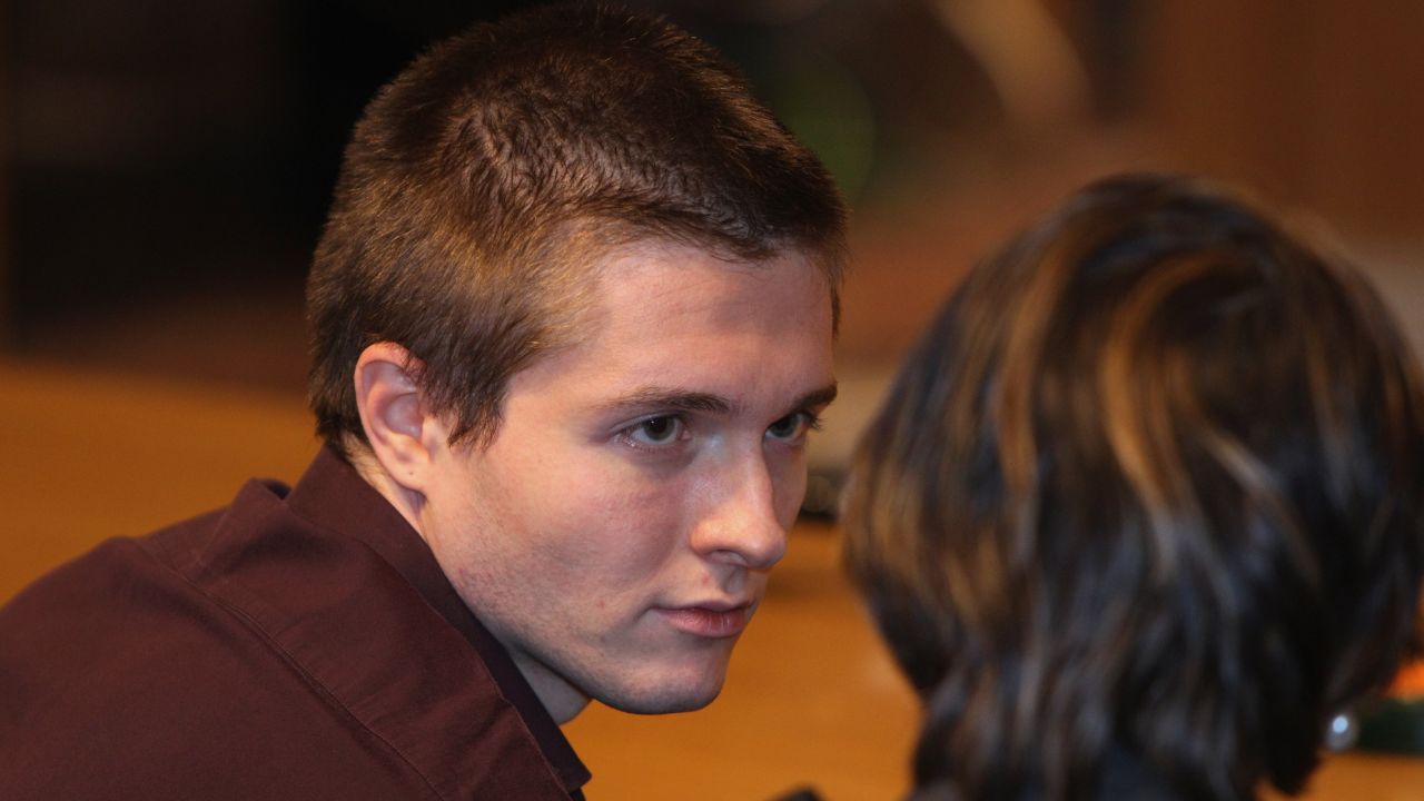 Raffaele Sollecito waits in Perugia's Court of Appeal before hearing that he won his appeal against his murder conviction on October 3, 2011 in Perugia, Italy.