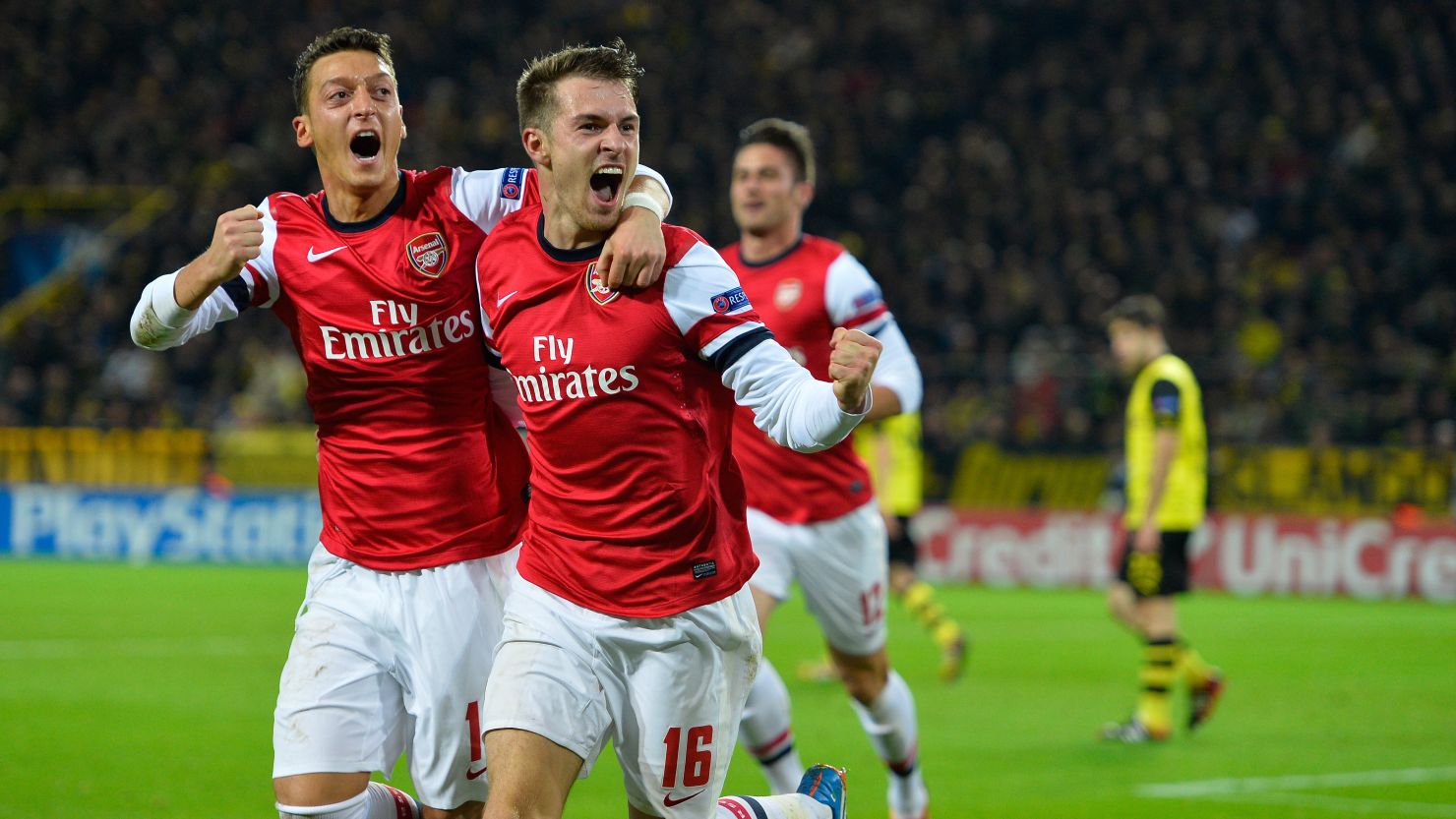 Aaron Ramsey was on target for Arsenal in their Champions League clash at Borussia Dortmund.