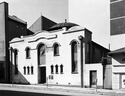 "The churches in this country, the synagogues, the mosques, all of them are particular, abundantly expressive of the people who built them," says Goldblatt. Pictured is the Poswhol Synagogue, Johannesburg, as shot by Goldblatt in 1975.