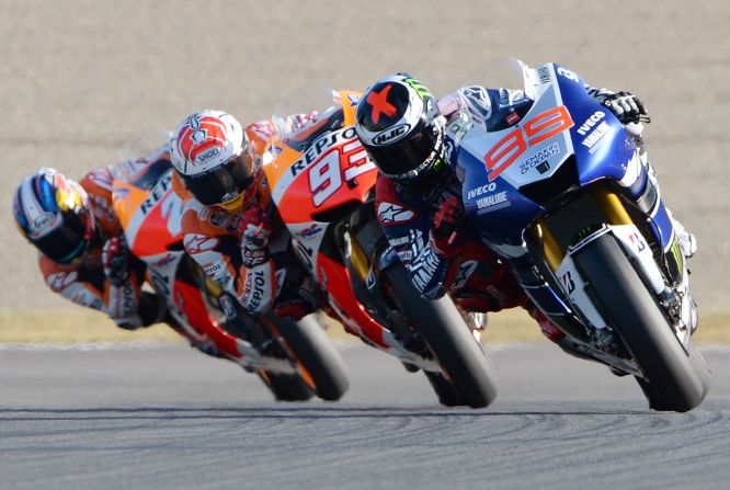 Only four riders won races in the 18 stops on the calendar this year -- Lorenzo (eight), Marquez (six), Dani Pedrosa (three) and Valentino Rossi (one). 