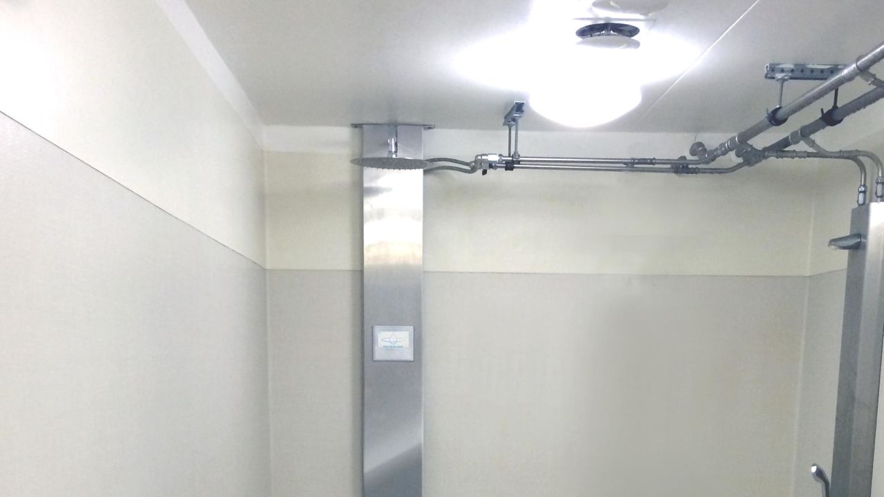 OrbSys shower recycles water as you wash