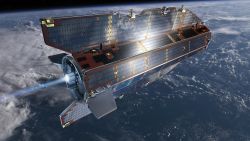 An undated artist's rendering shows the Gravity Field and Steady-State Ocean Explorer, better known as GOCE.
