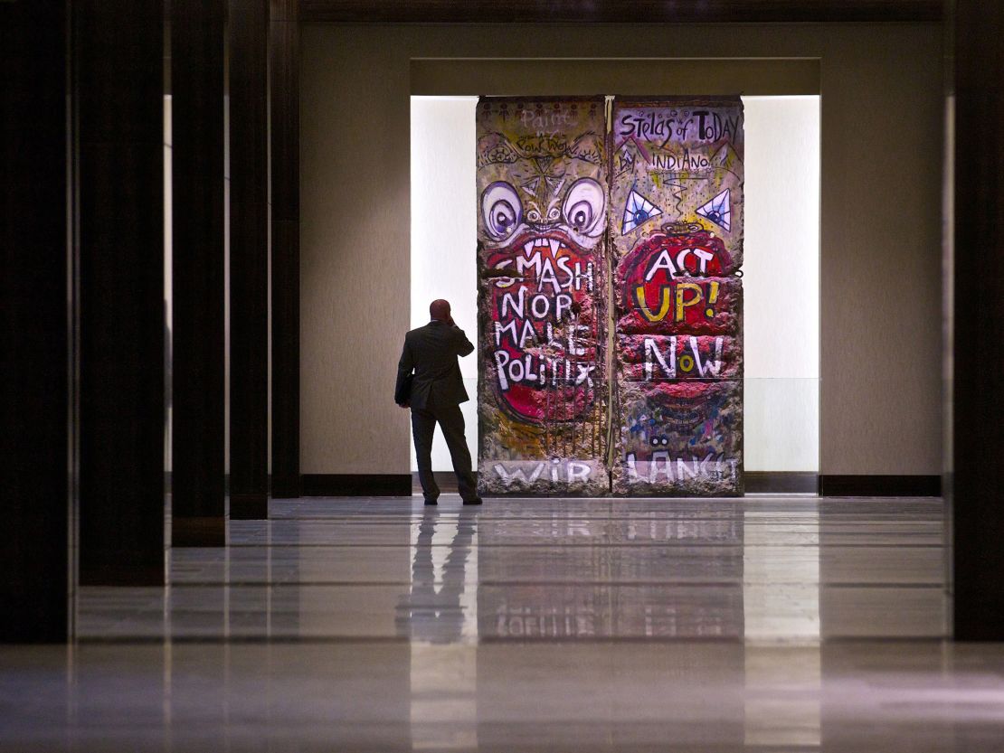 The Wall pieces are part of the Hilton Anatole's huge art collection.