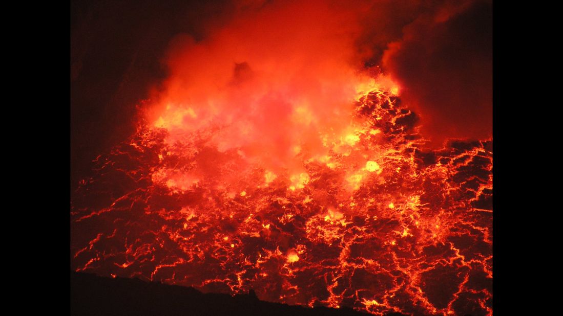 Dinets has been at the edges of this fascinating region, and hopes to explore it thoroughly someday. Shown here is a lake of boiling lava at Nyiragongo Volcano. 