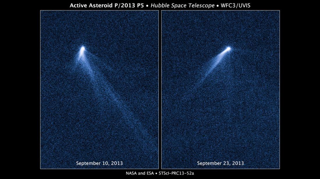 The Hubble Space Telescope snapped a series of images on September 10, 2013, revealing a never-before-seen sight: An asteroid that appeared to have <a href="http://www.nasa.gov/press/2013/november/nasas-hubble-sees-asteroid-spouting-six-comet-like-tails/#.VAilBPmwLYg" target="_blank" target="_blank">six comet-like tails</a>.