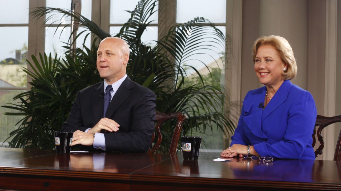 New Orleans Mayor Mitch Landrieu and his sister, then-U.S. Sen. Mary Landrieu, are interviewed during a special edition of "Meet The Press" in New Orleans in 2010.