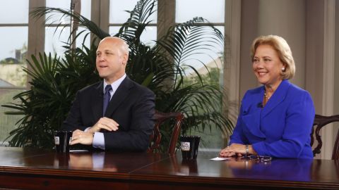 New Orleans Mayor Mitch Landrieu and his sister, then-U.S. Sen. Mary Landrieu, are interviewed during a special edition of "Meet The Press" in New Orleans in 2010.