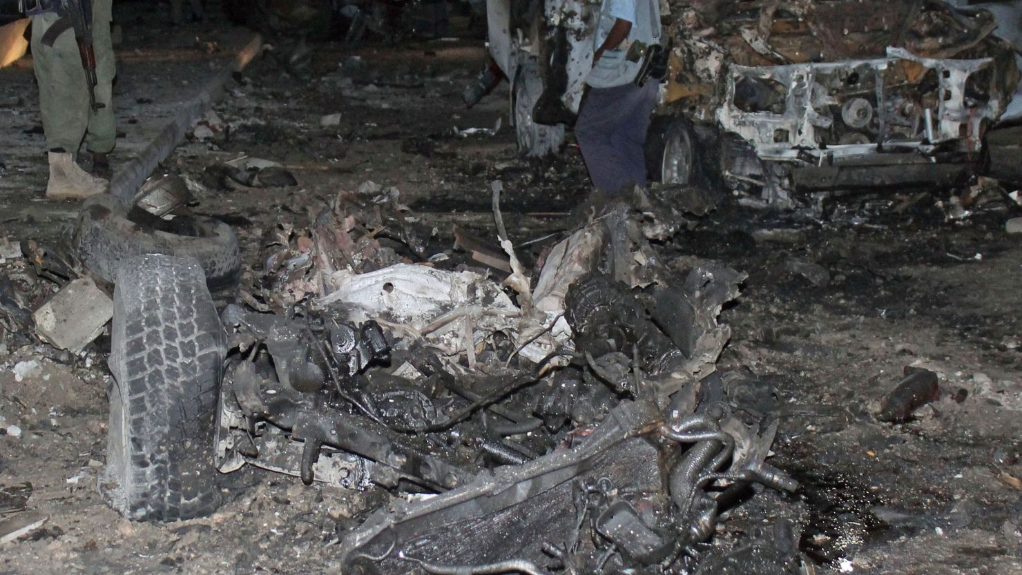 A car bomb exploded outside a Mogadishu hotel on November 8, 2013. 