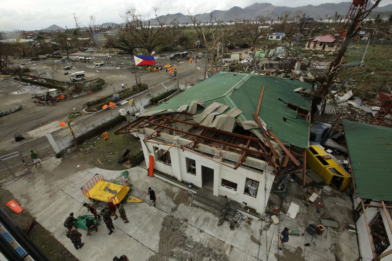 An airport lies in ruins in Tacloban.