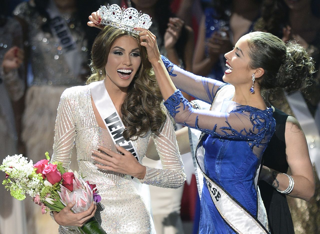 Miss Venezuela Gabriela Isler, left, is crowned Miss Universe in Moscow on Saturday, November 9. Isler, 25, is a Venezuelan television presenter. Rock star Steven Tyler was among the judges who picked the winner from among 86 contestants.