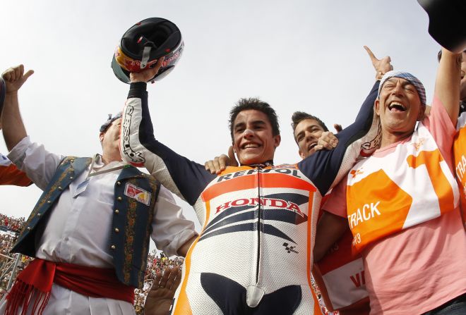 The 20-year-old Spaniard is the youngest rider to win motorcycling's top division, and the first rookie since American Kenny Roberts did it in 1978.