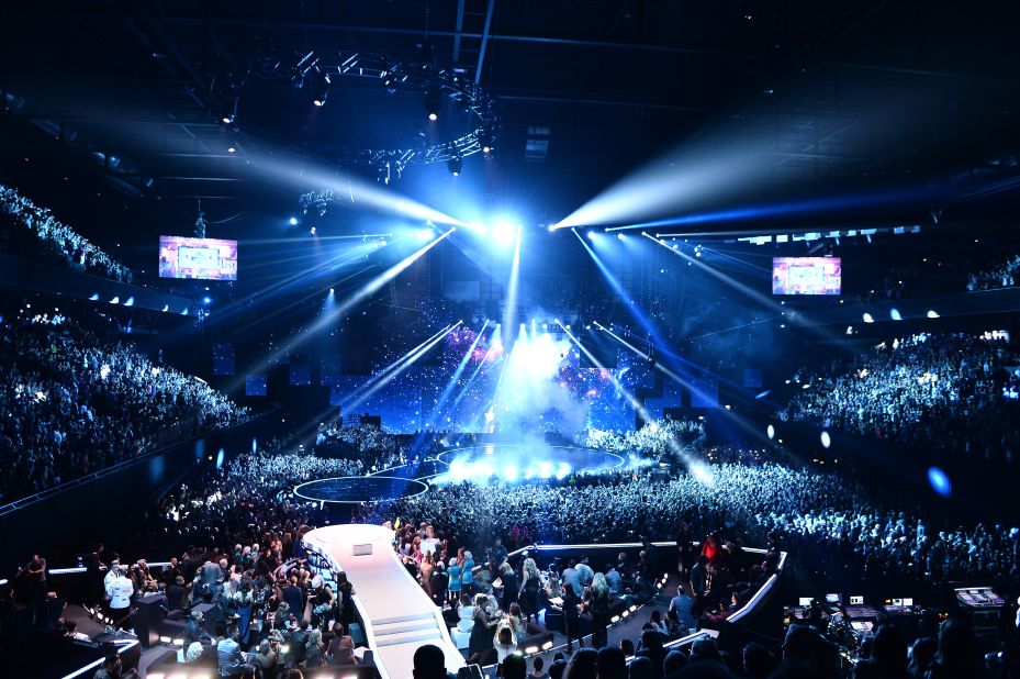 A wide view of the Ziggo Dome captures the lights and excitement on Sunday.