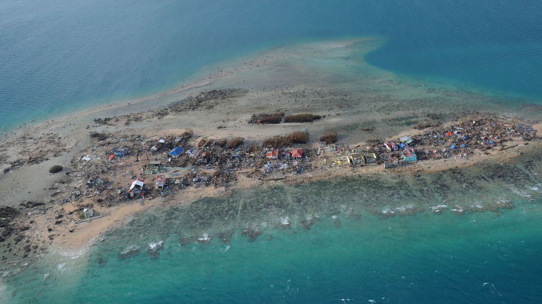 Buildings lie in ruins on Eastern Samar's Victory Island.