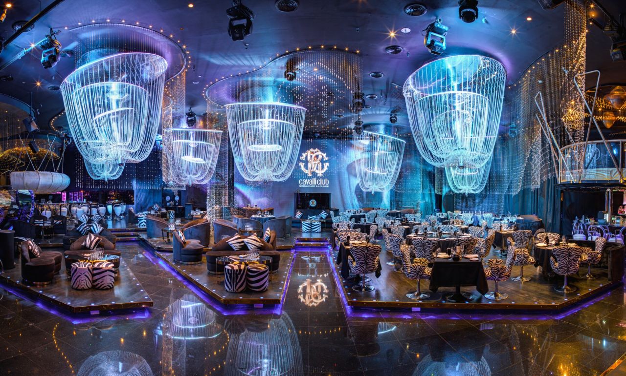 The Cavalli Club in Dubai was created by the fashion house's namesake offering contemporary Italian cuisine and swish cocktails amid a stylish setting.