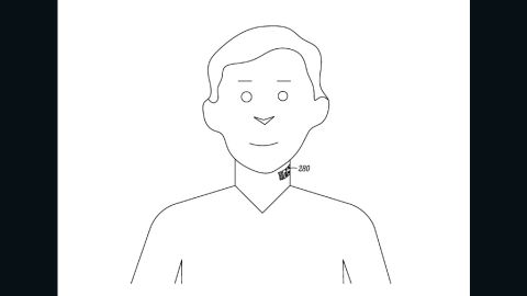 A new patent says an electronic tattoo could be attached to a user's throat or on a collar.