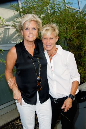 Former "Family Ties" star Meredith Baxter, left, reportedly tied the knot with girlfriend Nancy Locke in December 2013. <a href="index.php?page=&url=http%3A%2F%2Fwww.people.com%2Fpeople%2Farticle%2F0%2C%2C20764010%2C00.html" target="_blank" target="_blank">According to People magazine</a>, the couple wed in an intimate ceremony in Los Angeles. Baxter, 66,<a href="index.php?page=&url=http%3A%2F%2Fwww.cnn.com%2F2009%2FSHOWBIZ%2FTV%2F12%2F02%2Fmeredith.baxter.lesbian.mom%2Findex.html%3Firef%3Dallsearch"> confirmed</a> rumors about her sexuality in 2009, plainly telling the "Today" show, "Yes, I'm a lesbian." 