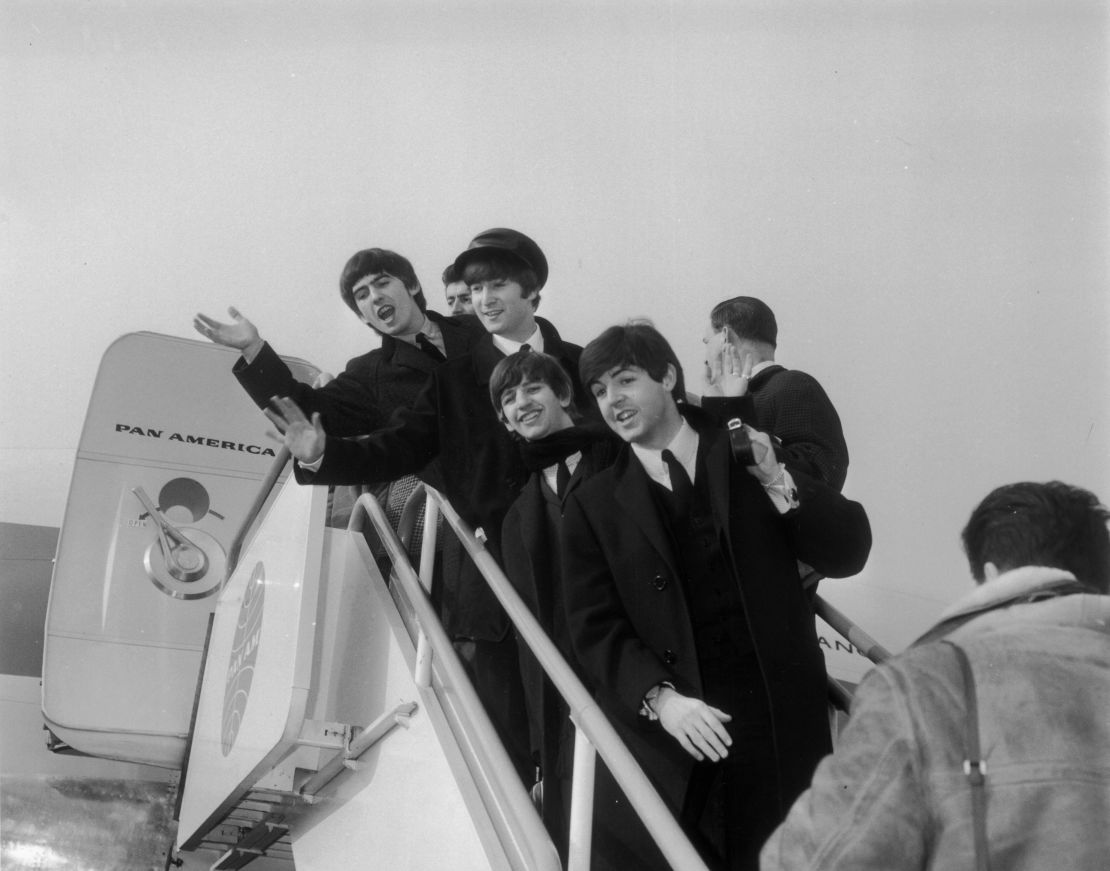 The Beatles prepare to leave for America in early 1964.