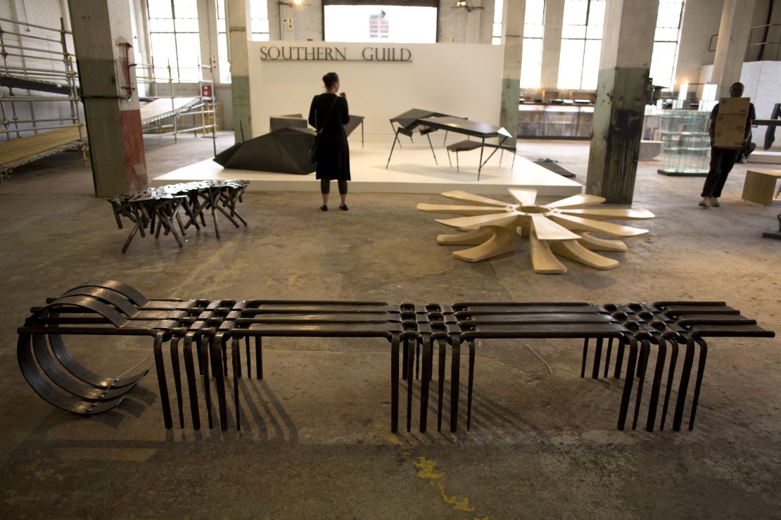 'Woven Bench III' by South African artist Conrad Hicks displayed at the Museum of African Design.