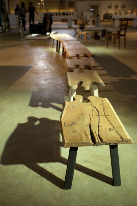 '"Puzzle Bench" by Pierre Cronje, displayed at MOAD on October 24.