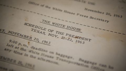  JFK's official schedule, distributed by the White House before his trip to Dallas between November 20-22, 1963.

