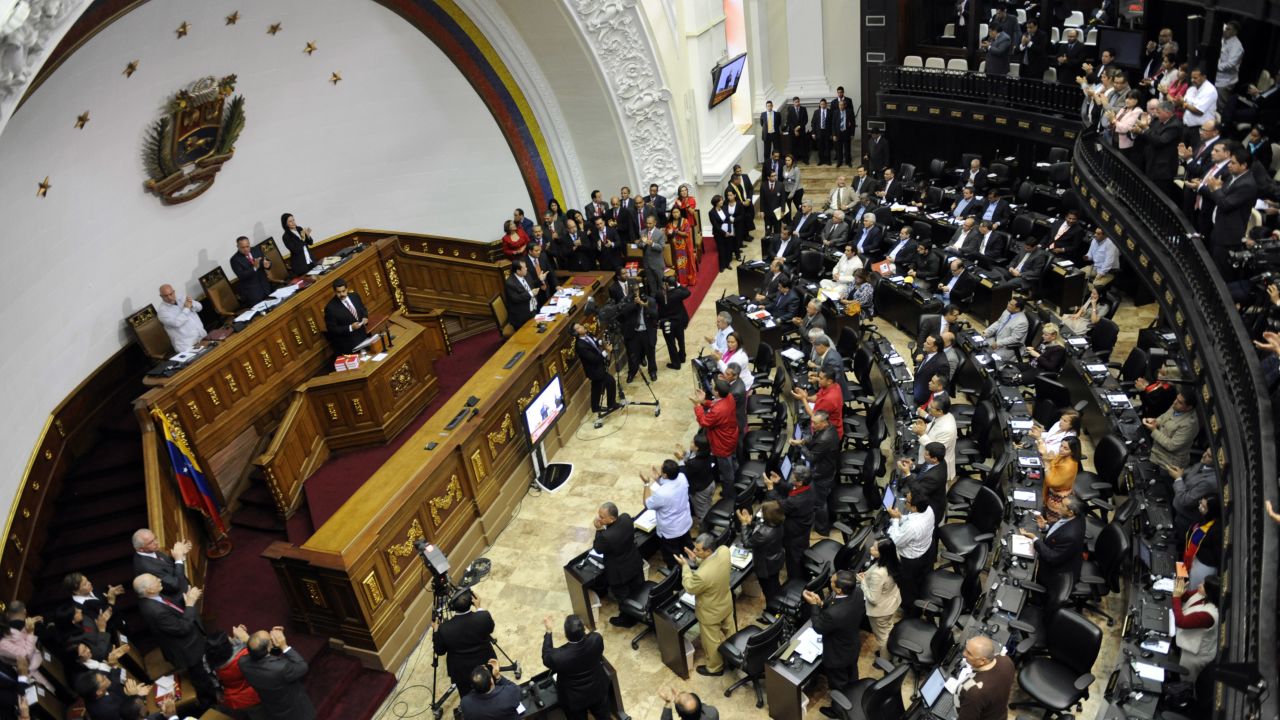 General view of the Venezuelan National Assembly as Venezuelan Vice-President Nicolas Maduro delivers a speech in Caracas on February 28, 2013. AFP PHOTO/Leo RAMIREZ (Photo credit should read LEO RAMIREZ/AFP/Getty Images)