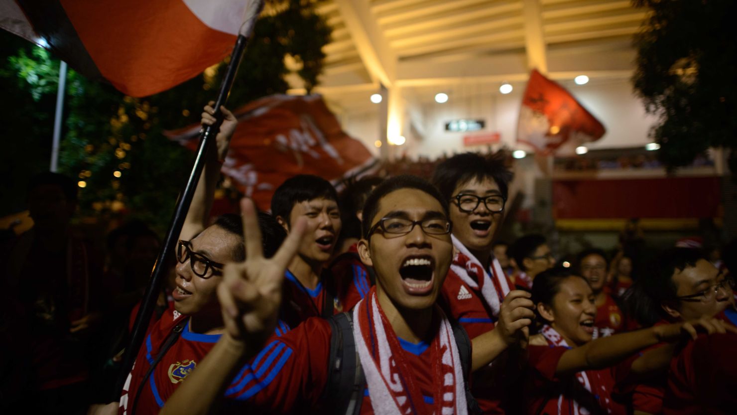 Guangzhou Evergrande fans celebrate after winning the AFC Champions League title in November.