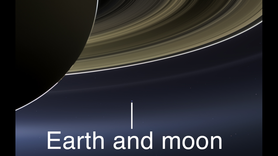 Cassini does not attempt many images of Earth because the sun is so close to the planet that an unobstructed view would damage the spacecraft's sensitive detectors. Cassini team members looked for an opportunity when the sun would slip behind Saturn from Cassini's point of view.