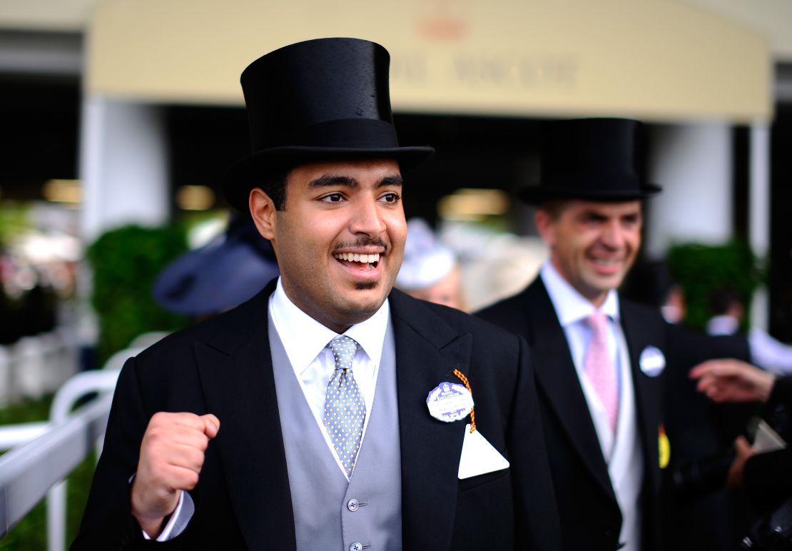 Sheikh Fahad al Thani, head of Qatar Racing celebrates during day one of Royal Ascot at Ascot Racecourse in Jun3 2018.