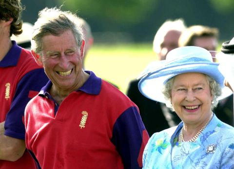 Charles and his mother share a laugh at the Smiths Lawn Polo Club in Windsor, Britain, in June 2004. 