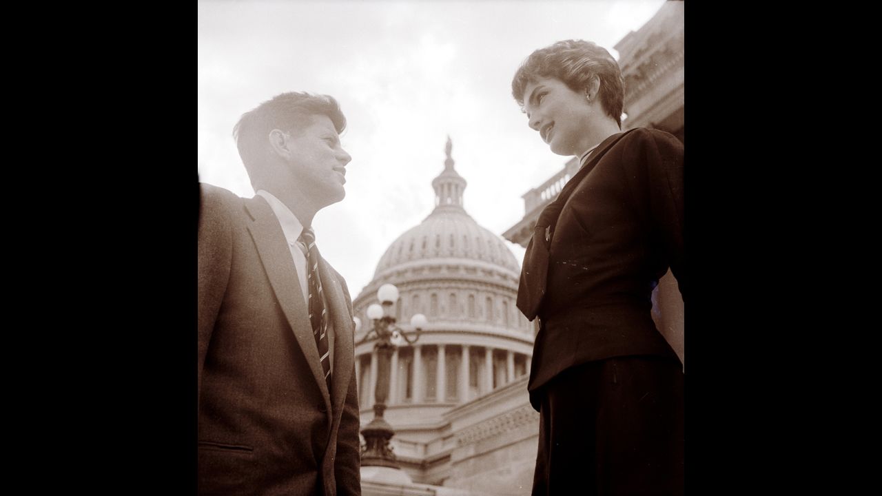John F. Kennedy and Jacqueline Kennedy at the U.S. Capitol on May 6, 1954.