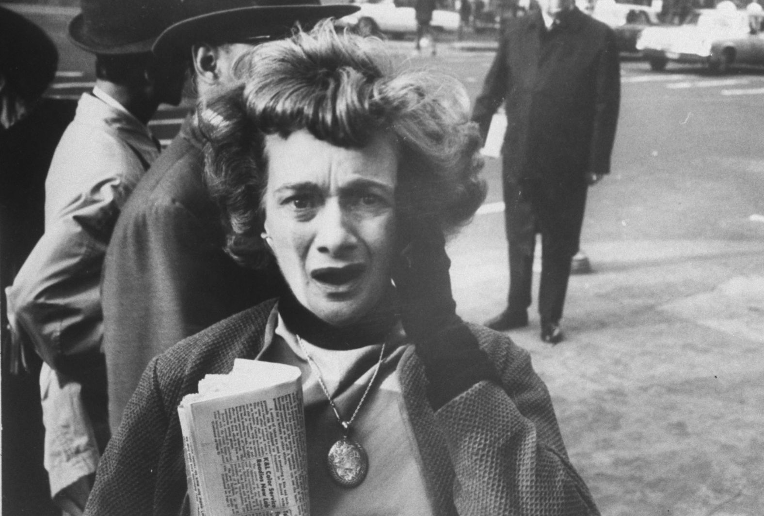 A photographer captured this New Yorker's expression of shock upon hearing the news of Kennedy's death. He was 46.