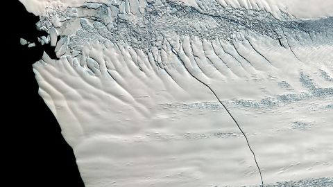 In mid-October 2011, NASA scientists working in Antarctica discovered a massive crack across the Pine Island Glacier.