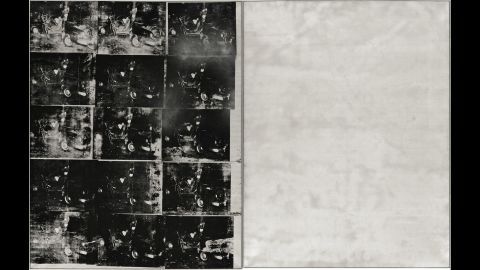 Andy Warhol's "Silver Car Crash (Double Disaster)" measures 8 feet by 13 feet.