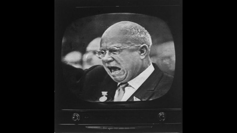 Soviet Premier Nikita S. Khrushchev speaks to the East German Communist Party Congress on January 14, 1963. His public statements in Berlin indicated  the USSR did not immediately plan a full-scale revival of its efforts to force the Western occupation powers out of the former German capital. 1963 was a seminal year, not only because of the <a href="index.php?page=&url=http%3A%2F%2Fwww.cnn.com%2F2013%2F11%2F14%2Fpolitics%2Fgallery%2Fjfk-the-day%2Findex.html" target="_blank">assassination of U.S. President John F. Kennedy,</a> but advances in technology, entertainment and evolving political relationships also kept the world on its toes.