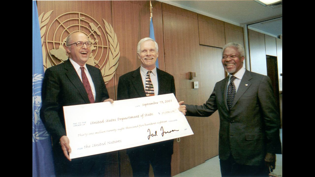 Turner gave the U.S. government $31 million to pay off a debt to the United Nations in 2001. Years earlier, Turner had donated $1 billion to the United Nations.