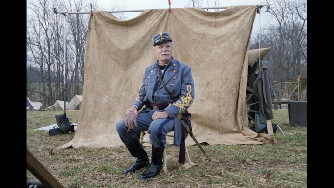 Turner waits for his cameo in the 2003 film "Gods and Generals." He also financed the film, which was set during the Civil War.