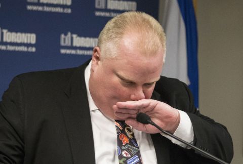 Ford addresses the media at Toronto's City Hall on Tuesday, November 5, as he acknowledges that he smoked crack "probably a year ago," when he was in a "drunken stupor." But he refused to resign despite immense pressure.