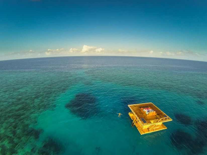 <strong>The Blue Hole: </strong>The room floats above The Blue Hole, which resort representatives say is an anomaly in the coral reef -- "A perfectly protected spot" that's a circular hole inhabited by large coral heads and vibrant marine life. 