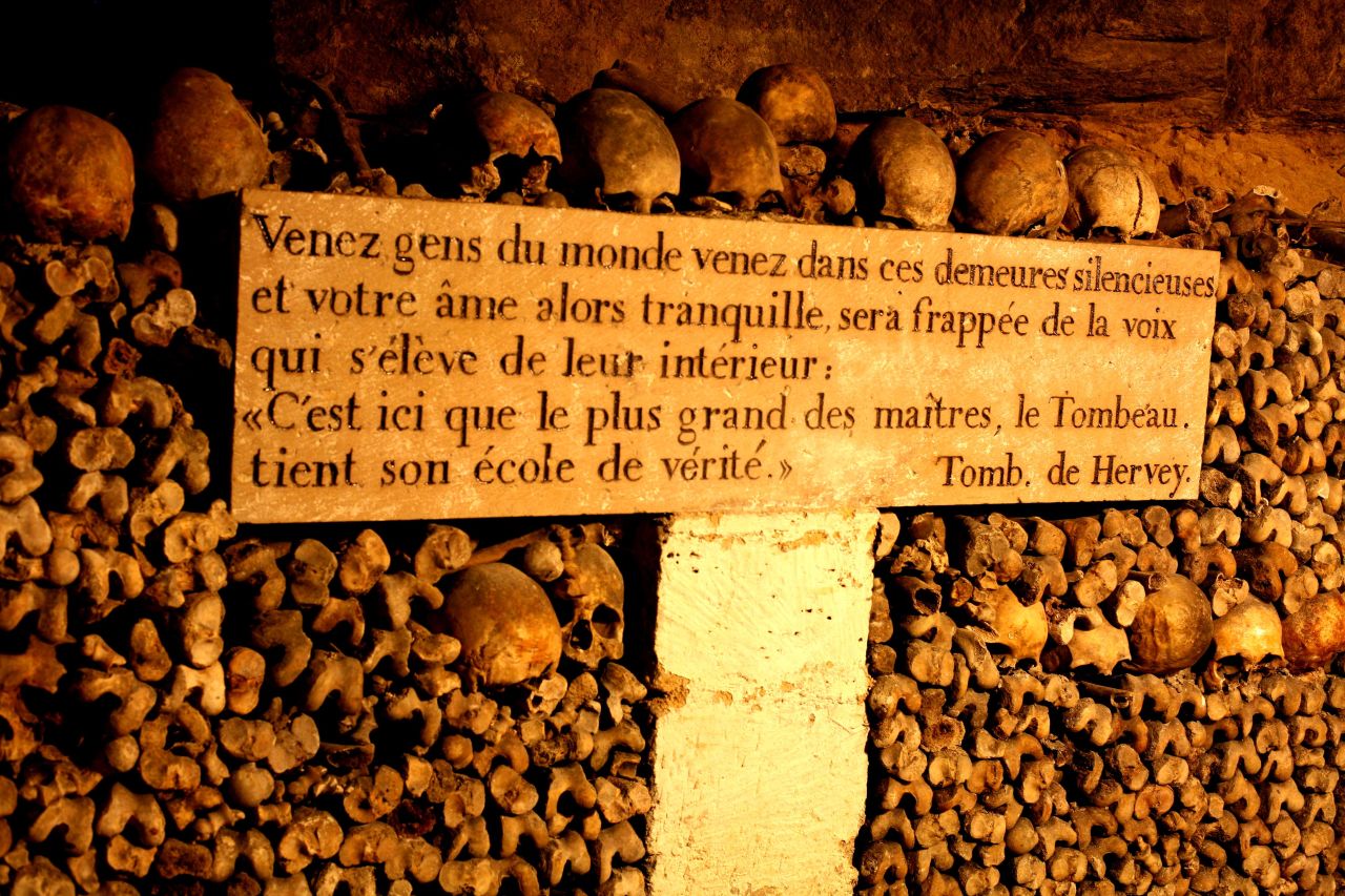 Tours pass by neat stacks of bones, including many Parisians who fell victim to the guillotine. 
