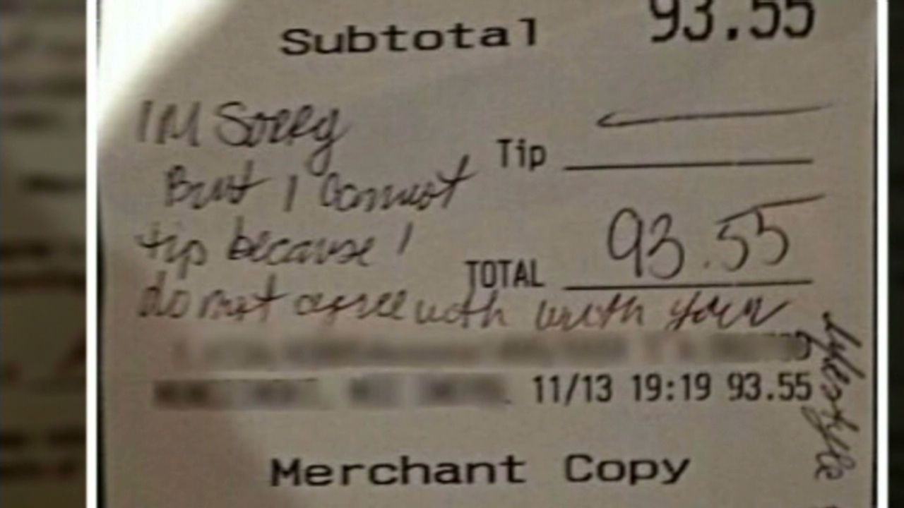 Thousands of dollars in donations poured in after Dayna Morales posted this image to a Facebook group. A couple later came forward with a similar bill showing that they had tipped and not written a disapproving note.