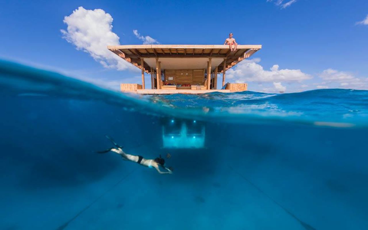 <strong>Bedroom in the sea: </strong>The Manta Resort on Pemba Island, off Tanzania, offers guests the chance to stay in a Swedish-designed underwater bedroom. 