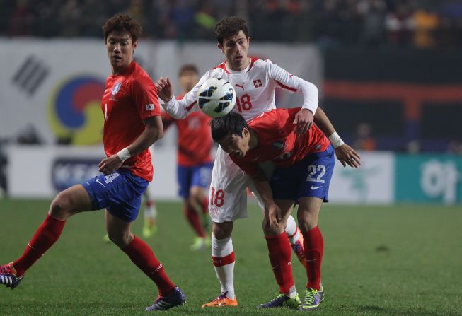 In an encounter between two teams who have qualified for the World Cup, South Korea rallied from a goal down to beat Switzerland 2-1 in Seoul. It was Switzerland's first loss since May 2012. 