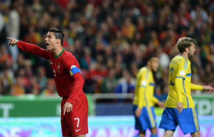 Cristiano Ronaldo cut a frustrated figure for most of the game against Sweden but he scored late to give Portugal a 1-0 win in the first leg of their World Cup playoff. 