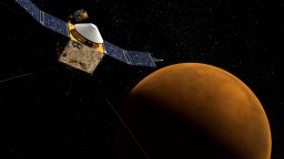 NASA's Mars Atmosphere and Volatile EvolutioN spacecraft, or MAVEN, will help scientists figure out what happened to the red planet's atmosphere. This artist's concept shows what the spacecraft will look like when it reaches Mars.