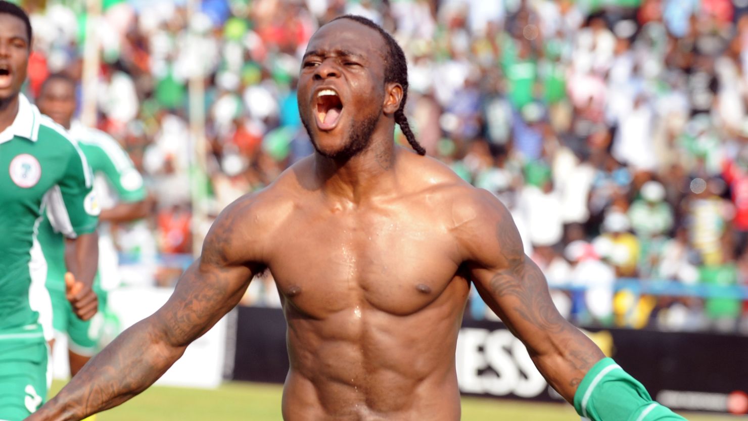 Victor Moses scored from the penalty spot to put Nigeria on the way to the World Cup finals against Ethiopia. 