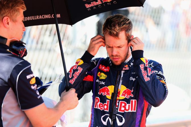 Vettel is a study of concentration before racing off from pole in the United States Grand Prix.