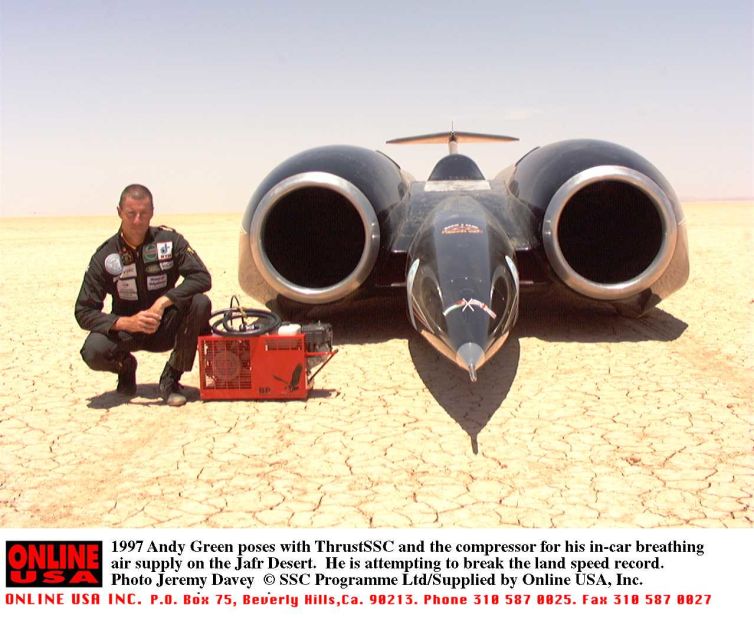 In 1997, former Royal Air Force fighter pilot Andy Green became the first person to break the sound barrier on land with the Thrust SSC<br /> -- the world's fastest car