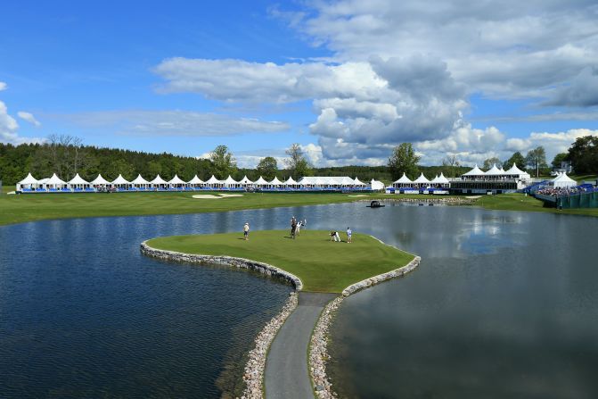 <strong>17th hole at Bro Hof Slott Golf Club, Sweden. </strong>Since opening in 2007, Bro Hof Slott's Stadium Course on Lake Malaren near Stockholm has become one of Europe's premier golf destinations. The home of the European Tour's Nordea Masters is famously long (nearly 8,000 yards) and includes this tricky 164-yard par three with its bunkerless island green.     <br />